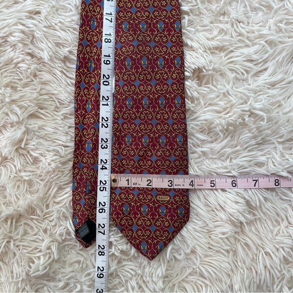 Bally Necktie red yellow blue Geometric Italy Made Business Casual Silk Mens Tie - Picture 4 of 7